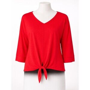 Notations Top 3/4 Sleeves Size Medium Red EUC